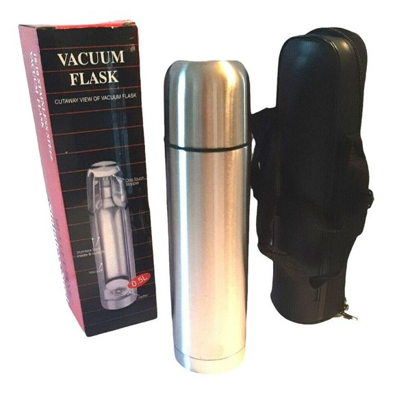 Vacuum Flask 18/10 Stainless Steel Bullet Line with Carry Bag Par-A-Dice Casino - Picture 1 of 11